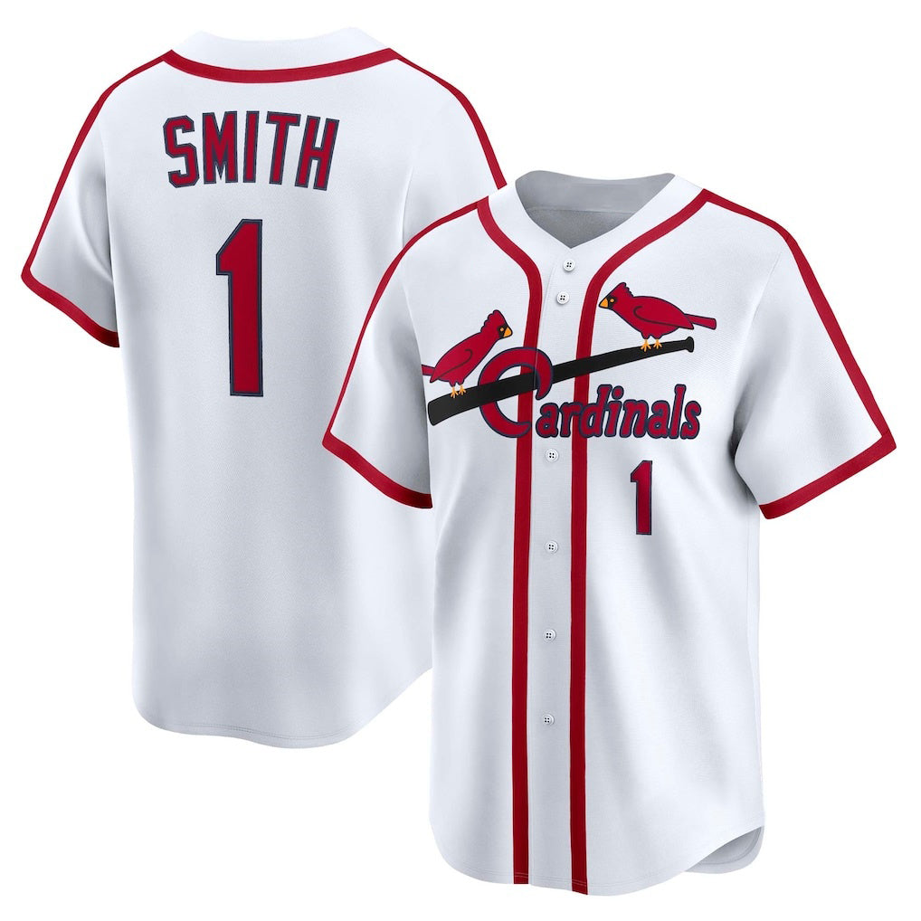 St. Louis Cardinals #1 Ozzie Smith White JEROMEN Throwback Cooperstown Collection Limited Jersey