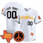 Custom Houston Astros Love Street & Peace Sign Patch Vapor Premier Limited Jersey V2 ¨CWhite JEROMEN