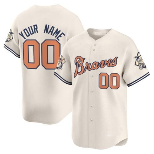 Custom Atlanta Braves Peaches n¡¯ Cream Vapor Premier Limited Jersey ¨C Cream JEROMEN