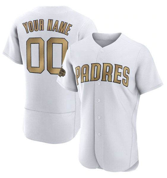 Custom San Diego Padres Active Player White JEROMEN 2022 All-Star Flex Base Stitched Jersey