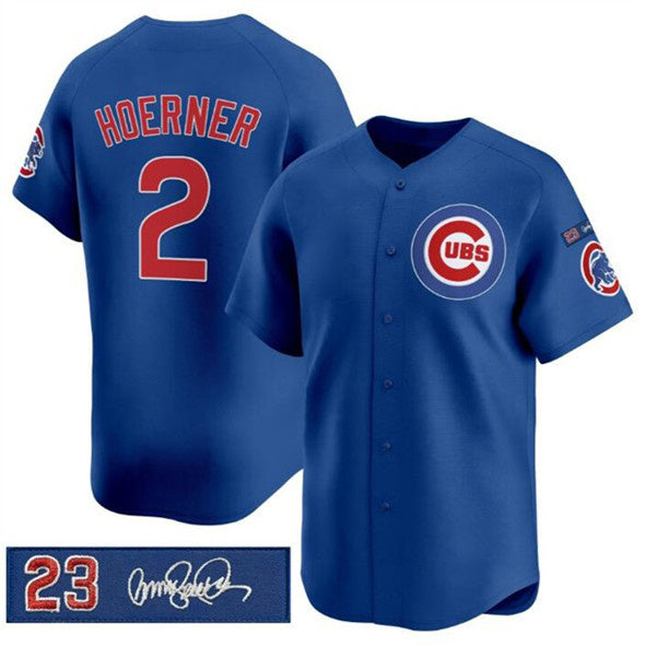 Chicago Cubs #2 Nico Hoerner Royal JEROMEN 'Ryne Sandberg Tribute' Vapor Limited V3 Stitched Jersey