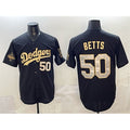 Los Angeles Dodgers #50 Mookie Betts Black Gold JEROMEN 2025 World Series Champions Patch Limited Stitched Jersey