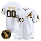 Custom Atlanta Braves Hank Aaron 715th Home Run Patch Vapor Premier Limited Jersey V2 ¨C White Gold JEROMEN