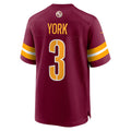 W.Commanders #3 Cade York Burgundy JEROMEN Game Jersey