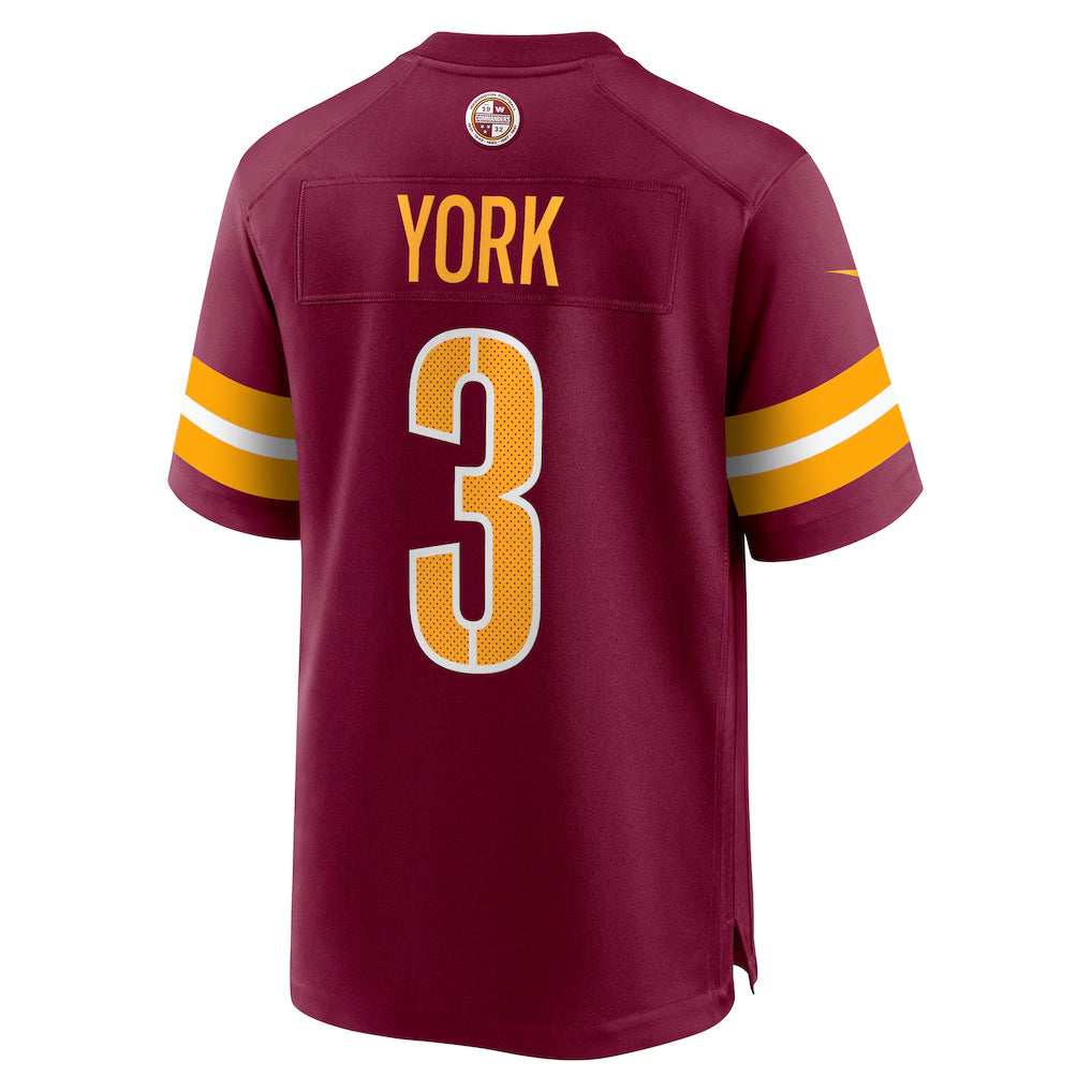 W.Commanders #3 Cade York Burgundy JEROMEN Game Jersey