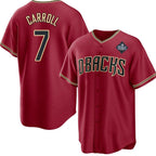 Arizona Diamondbacks #7 Corbin Carroll Red JEROMEN 2023 World Series Cool Base Stitched Jersey