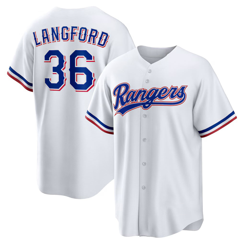 Texas Rangers #36 Wyatt Langford White JEROMEN Home Replica Jersey