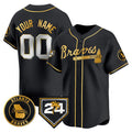Custom Atlanta Braves Black Gold JEROMEN 2024 Spring Training Patch Limited Stitched Jersey