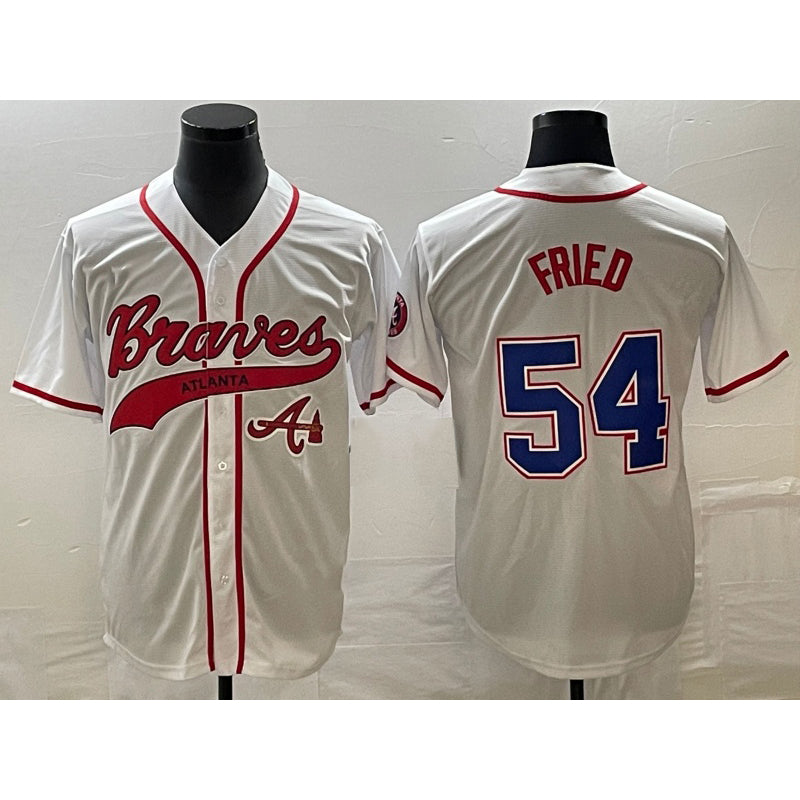Atlanta Braves #54 Max Fried White JEROMEN Cool Base With Patch Stitched Jersey 2