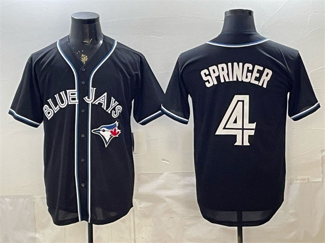 Toronto Blue Jays #4 George Springer 2026 Fashion Replica Black JEROMEN Out Stitched Jersey