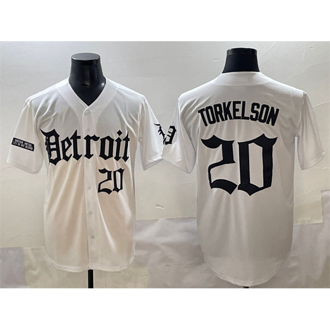 Detroit Tigers #20 Spencer Torkelson White JEROMEN 'Motor Gothic Edition' Vapor Premier Limited Stitched Jersey
