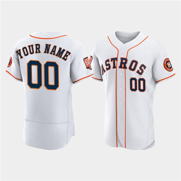 Custom Houston Astros Active Player White JEROMEN 60th Anniversary Flex Base Stitched Jersey