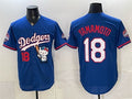 Los Angeles Dodgers #18 Yoshinobu Yamamoto Royal JEROMEN Hello Kitty Night 2025 World Series Champions Patch Stitched Jersey