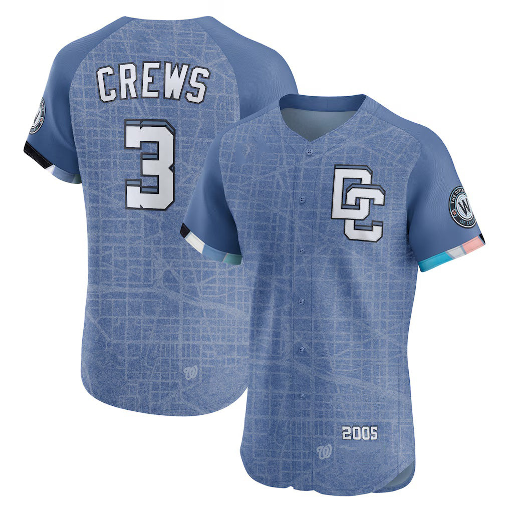 Washington Nationals #3 Dylan Crews Blue JEROMEN 2025 City Connect Elite Player Jersey
