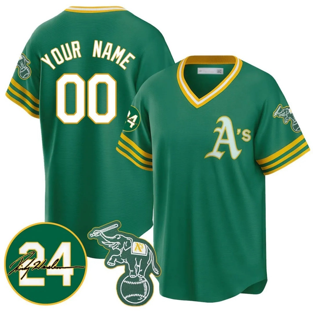 Custom Oakland Athletics Kelly Green JEROMEN Road Cooperstown Jersey - Personalized