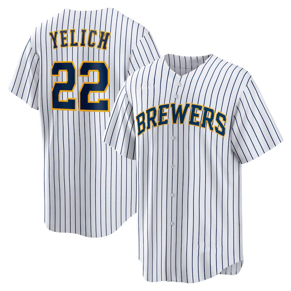 Milwaukee Brewers #22 Christian Yelich White JEROMEN Alternate Replica Player Jersey