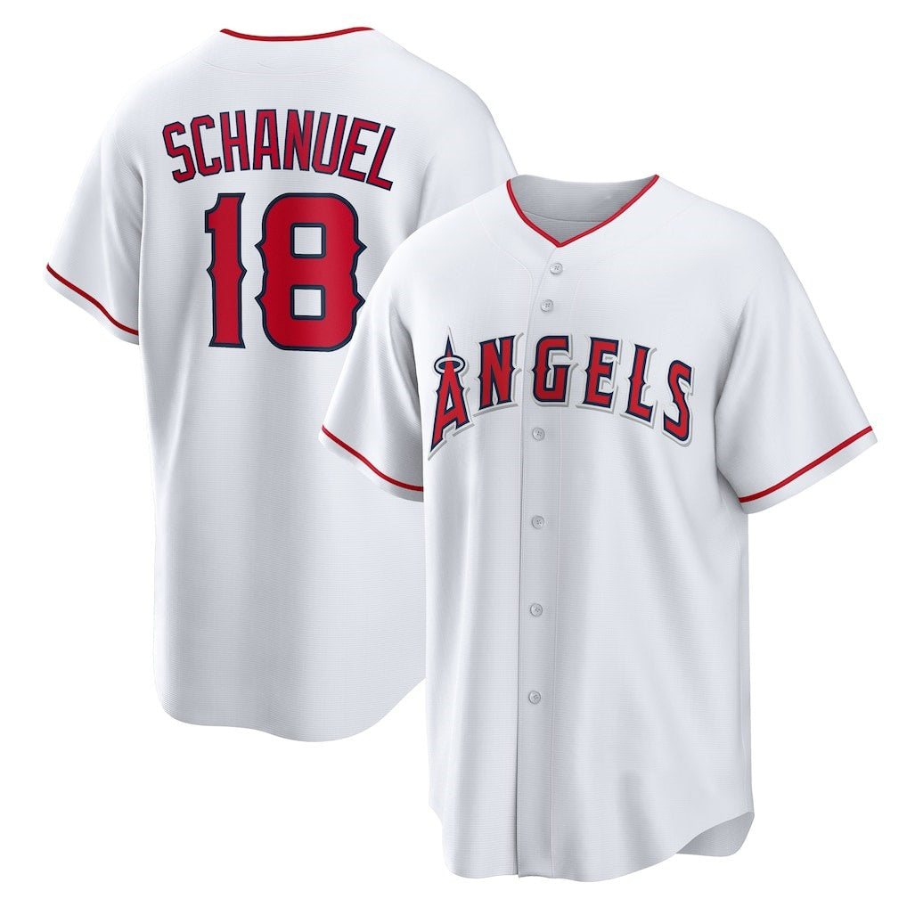 Los Angeles Angels #18 Nolan Schanuel White JEROMEN Home Replica Jersey