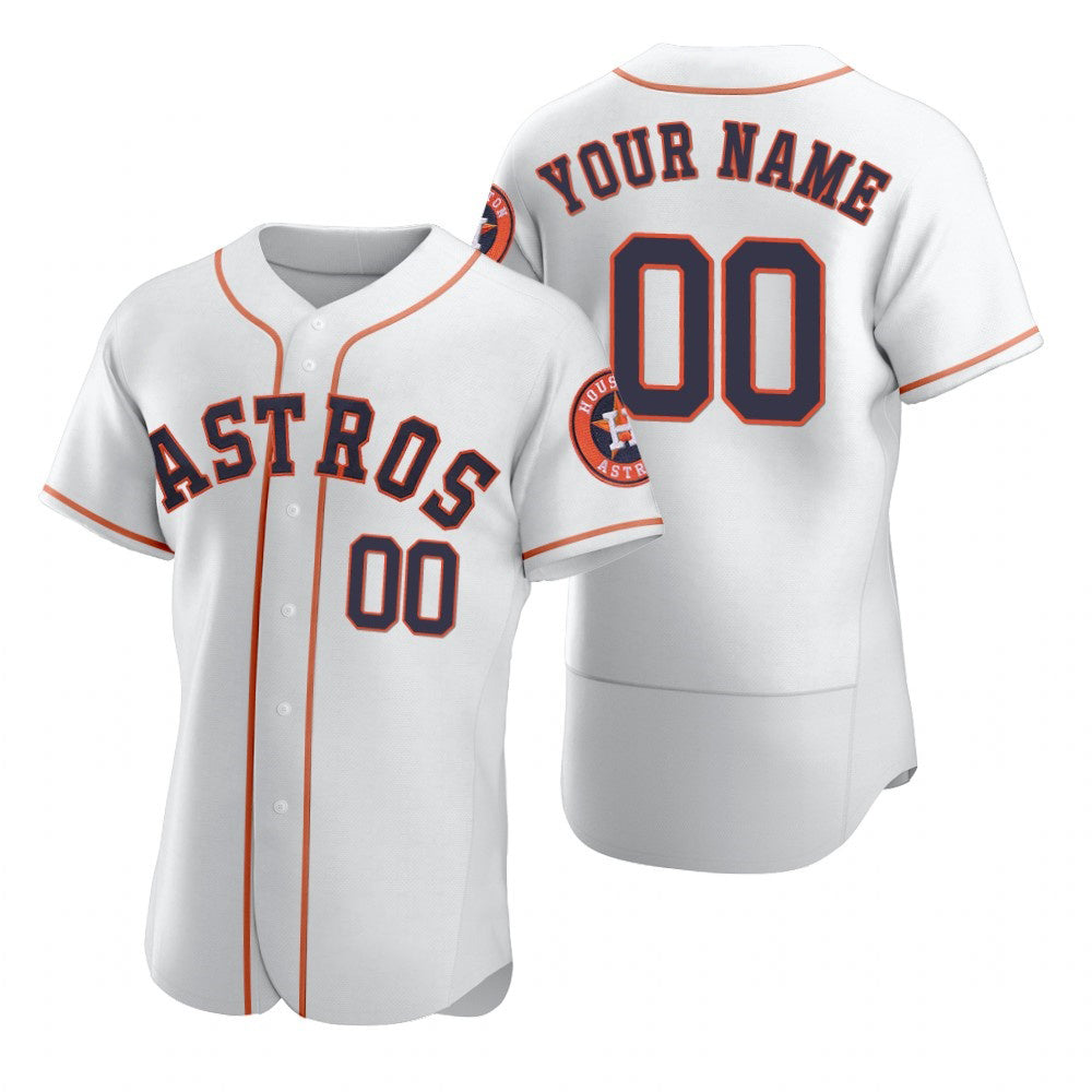 Custom Houston Astros White JEROMEN 2020 Stitched Flex Base Jersey