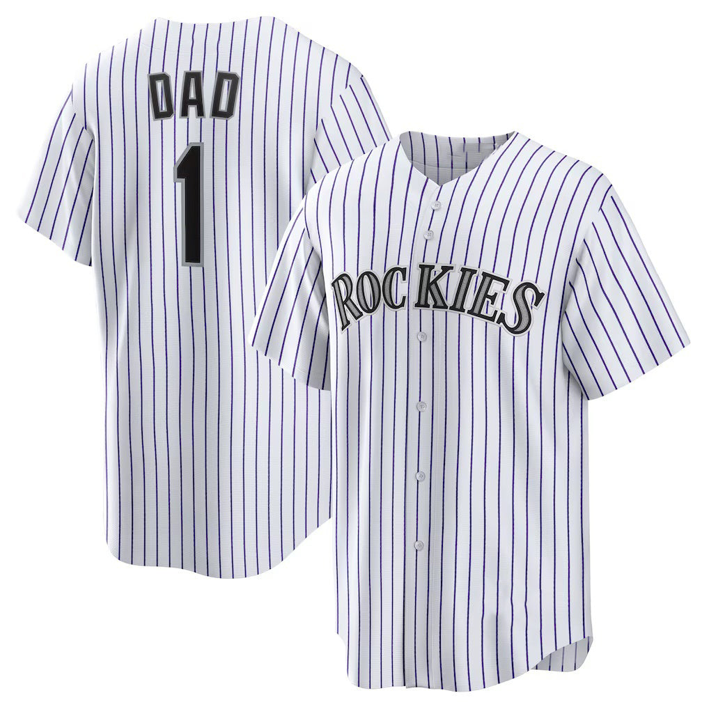 Colorado Rockies #1 Dad White JEROMEN Home Replica Jersey