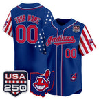 Custom Cleveland Indians Royal JEROMEN America 250 Edition Vapor Premier Limited Jersey - All Stitched