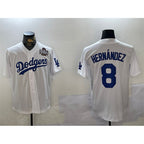 Los Angeles Dodgers #8 Enrique Hern¨¢ndez White JEROMEN 2024 World Series Cool Base Stitched Jersey