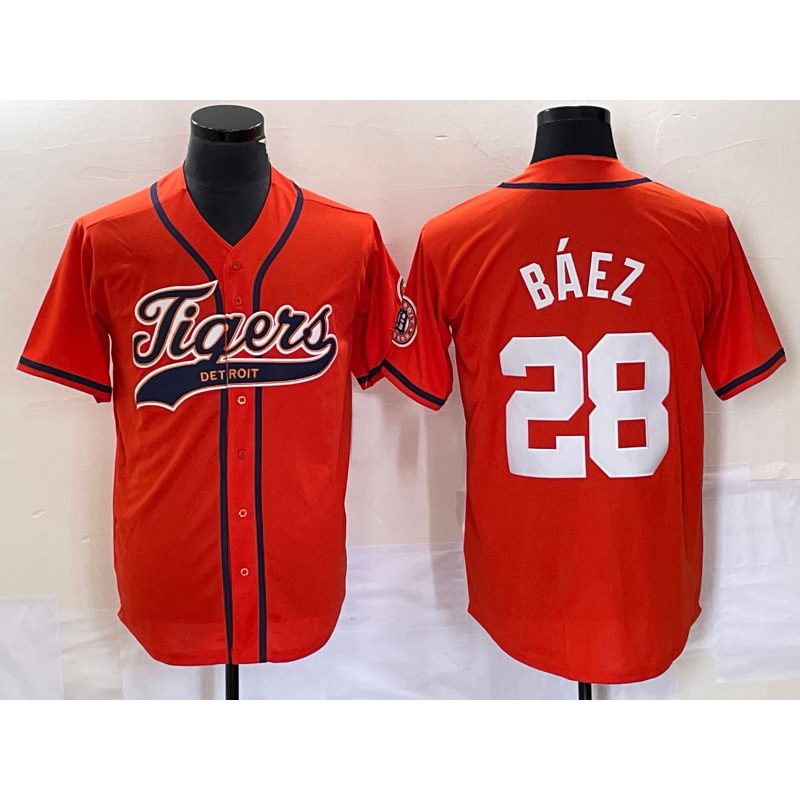 Detroit Tigers #28 Javier B¨¢ez Orange JEROMEN Cool Base Stitched Jersey
