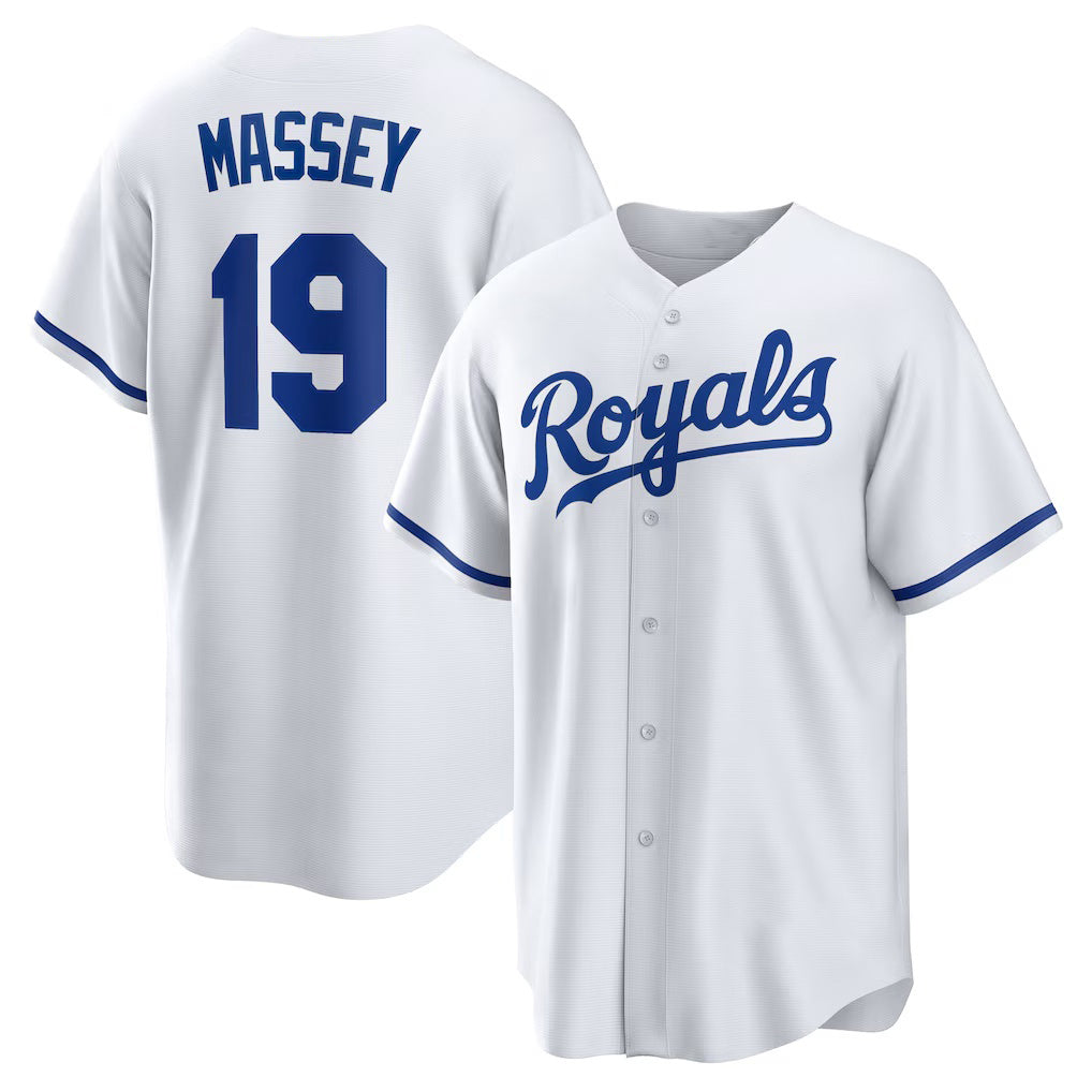 Kansas City Royals #19 Michael Massey White JEROMEN Home Replica Jersey