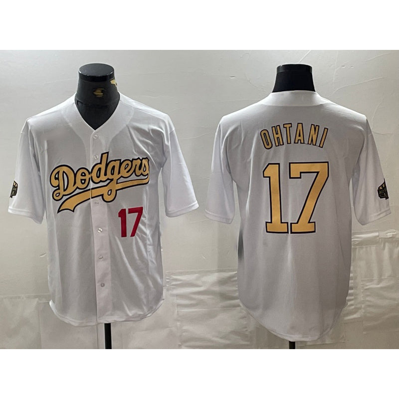 Los Angeles Dodgers #17 Shohei Ohtani Number White JEROMEN 2022 All Star Stitched Cool Base Jersey 2