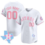 Custom Houston Astros White JEROMEN Bubblegum Pink Vapor Premier Limited Jersey ¨C All Stitched