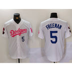 Los Angeles Dodgers #5 Freddie Freeman White Pink JEROMEN Vin & Kobe Patch Stitched Jersey1