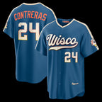 Milwaukee Brewers #24 William Contreras Mineral Blue JEROMEN 2026 City Connect Stadium Jersey