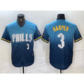 Philadelphia Phillies #3 Bryce Harper Number Blue JEROMEN 2024 City Connect Limited Stitched Jersey