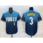 Philadelphia Phillies #3 Bryce Harper Number Blue JEROMEN 2024 City Connect Limited Stitched Jersey