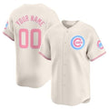 Custom Chicago Cubs Bubblegum Pink Vapor Premier Limited Jersey ¨C Cream JEROMEN