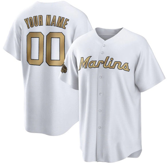 Custom Miami Marlins Active Player White JEROMEN 2022 All-Star Cool Base Stitched Jersey