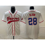 Atlanta Braves #28 Matt Olson White JEROMEN Cool Base With Patch Stitched Jersey 2