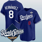 Los Angeles Dodgers #8 Enrique Hern¨¢ndez Blue JEROMEN 2025 World Series Vapor Limited Stitched Jersey