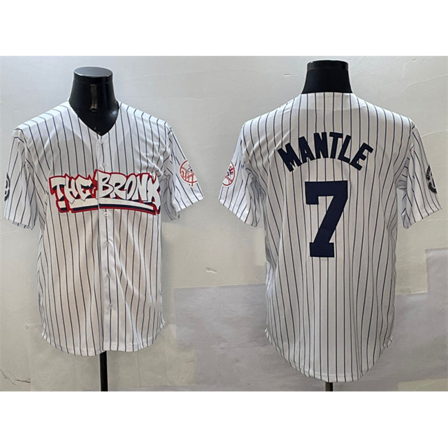 New York Yankees #7 Mickey Mantle White JEROMEN Bronx Graffiti Vapor Limited Stitched Jersey