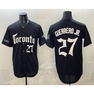Toronto Blue Jays #27 Vladimir Guerrero Jr Black JEROMEN Gothic North Edition Limited Stitched Jersey