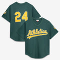 Oakland Athletics #24 Rickey Henderson Mitchell & Ness Green JEROMEN Authentic Batting Practice Jersey
