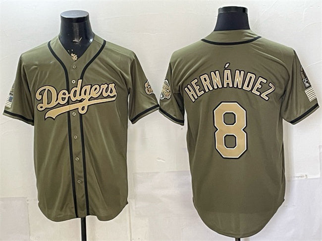 Los Angeles Dodgers #8 Enrique Hernandez Olive JEROMEN 2026 Armed Forces Day Stitched Jersey