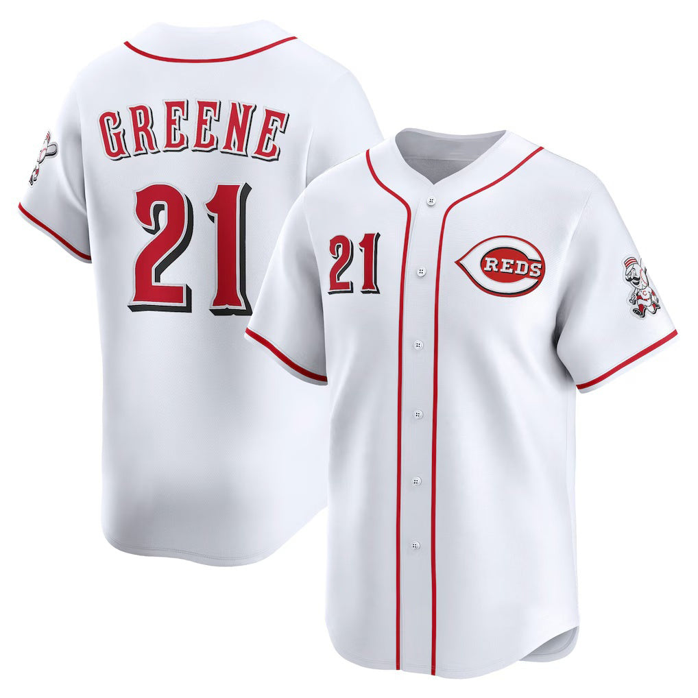 Cincinnati Reds #21 Hunter Greene White JEROMEN Home Limited Player Jersey