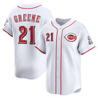 Cincinnati Reds #21 Hunter Greene White JEROMEN Home Limited Player Jersey
