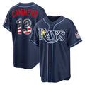 Tampa Bay Rays #13 Junior Caminero USA 250 Fourth of July Road Stadium Jersey - Navy JEROMEN