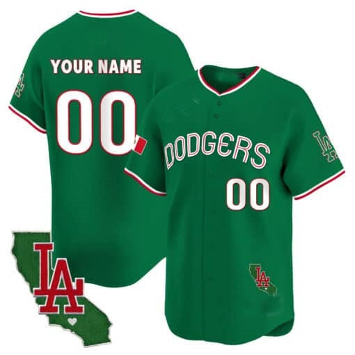 Custom Los Angeles Dodgers Mexico California Patch Vapor Premier Limited Jersey V3 ¨C Green JEROMEN
