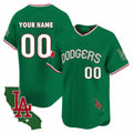 Custom Los Angeles Dodgers Mexico California Patch Vapor Premier Limited Jersey V3 ¨C Green JEROMEN