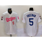 Los Angeles Dodgers #5 Freddie Freeman White Pink JEROMEN Vin & Kobe Patch Stitched Jerseys