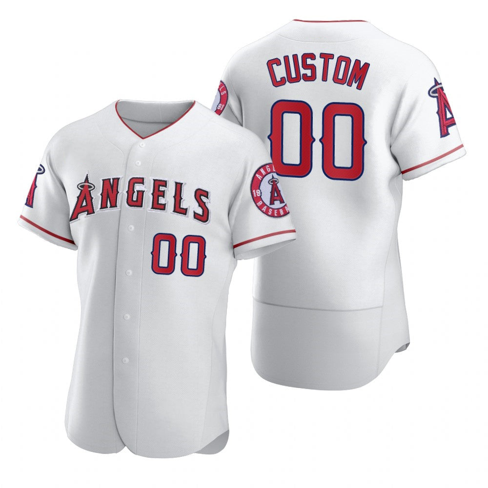 Custom Los Angeles Angels White JEROMEN 2020 Stitched Flex Base Jersey