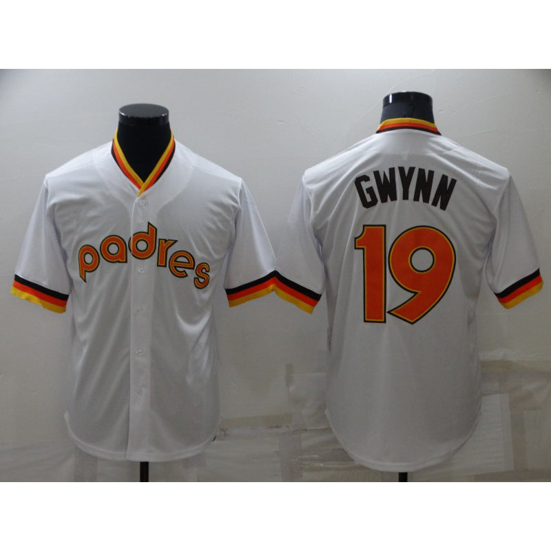 San Diego Padres #19 Tony Gwynn White JEROMEN Cooperstown Collection Stitched Throwback Jersey