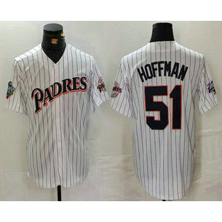 San Diego Padres #51 Trevor Hoffman White JEROMEN Pinstripe Jersey